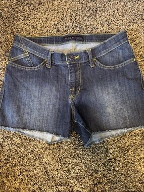 Rock & Republic Dark Blue Denim Cutoff Shorts with Frayed Hem